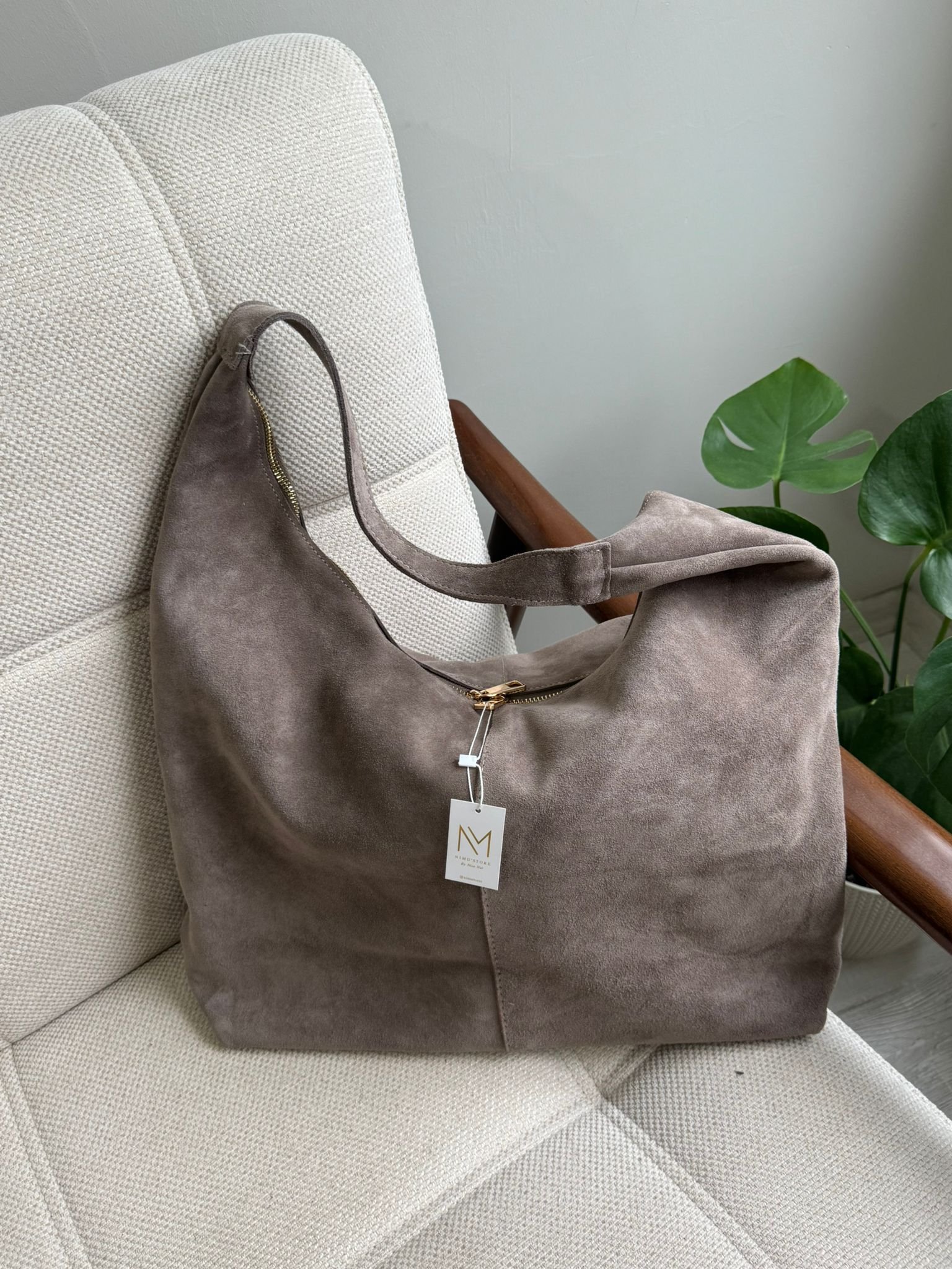 Süet Deri Tilda Çanta Vizon