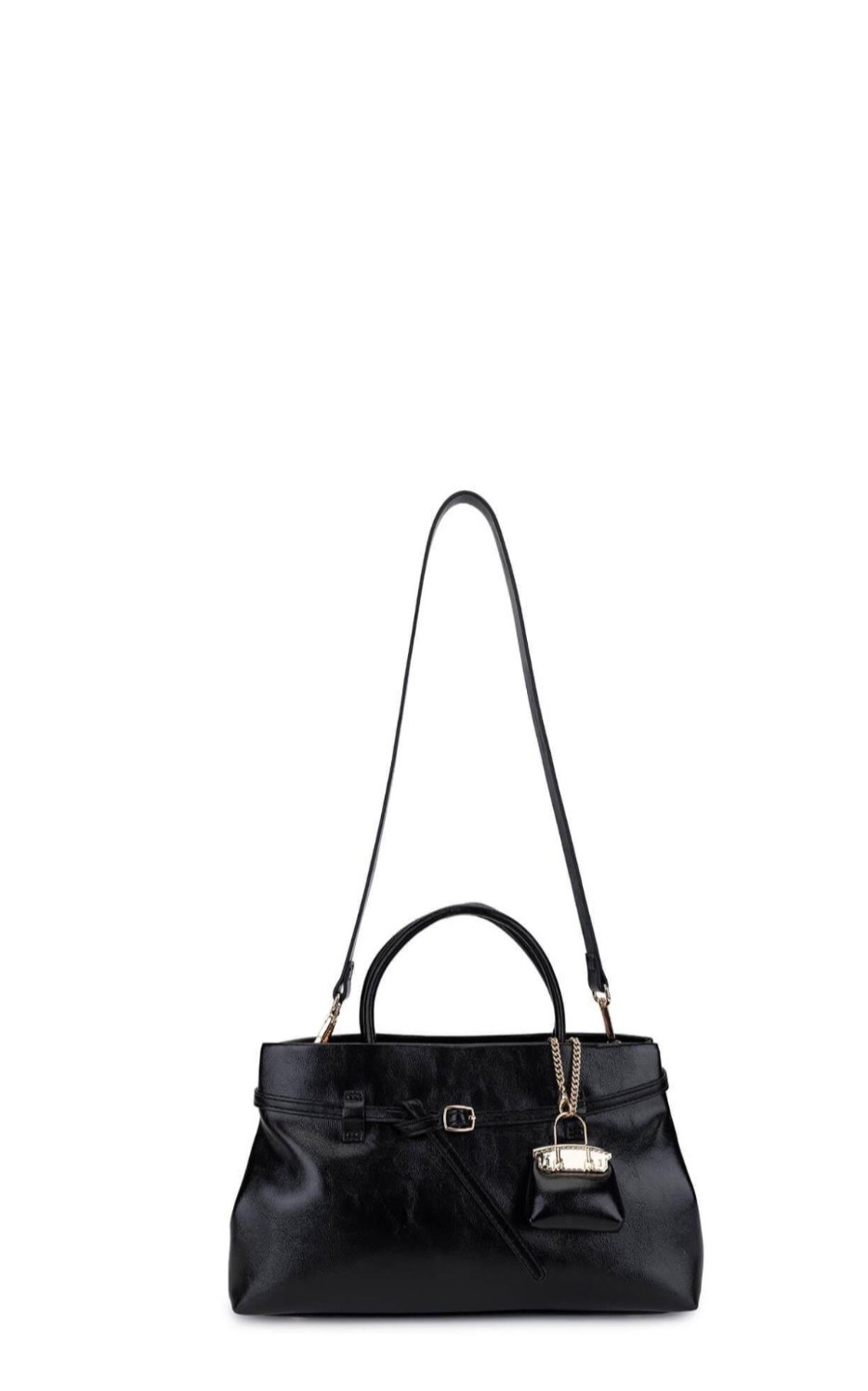 İthal Suni Deri Elora Çanta Siyah